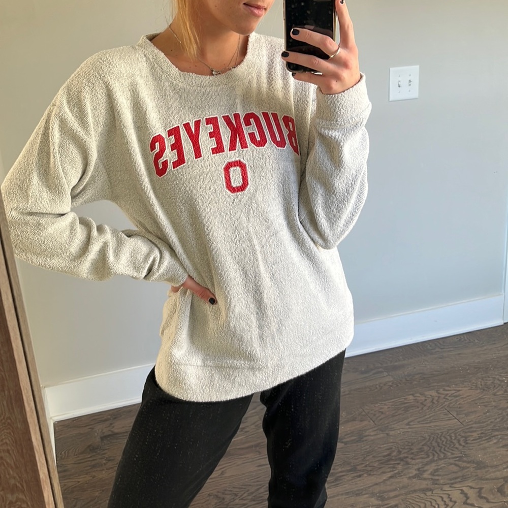 OHIO STATE terry open neck crew sweatshirt